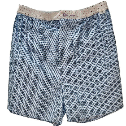 Boxer Shorts - i Lyseblåt & Hvidt kubistisk mønster med rød prikket linning - Grønlykke.com