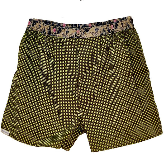 Boxer Shorts - i Mørkebrun m. Lime grønne prikker - Grønlykke.com