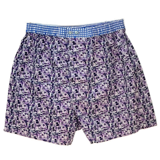 Boxer Shorts - Purple pixeleret mønster m. prikket linning - Grønlykke.com