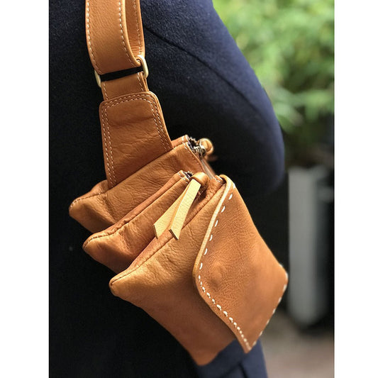 Crossbody taske i naturfarvet læder - Grønlykke.com