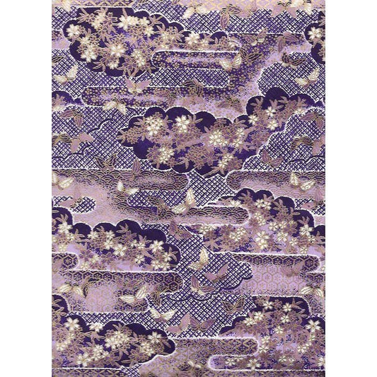 Japan Papir - Purple landscape with flowers & Butterflies - Grønlykke.com