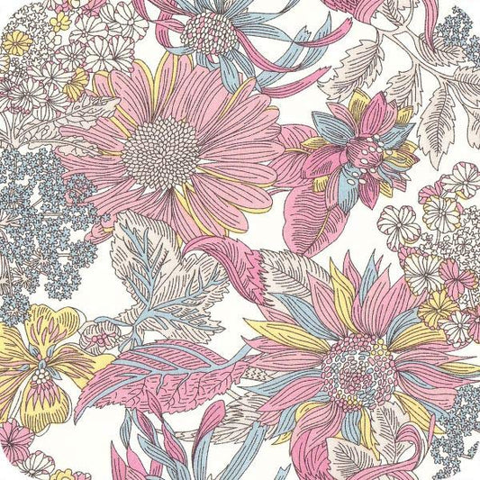 LIBERTY Stof Angelica Garla Yellow, Baby pink, White & Grey - Grønlykke.com