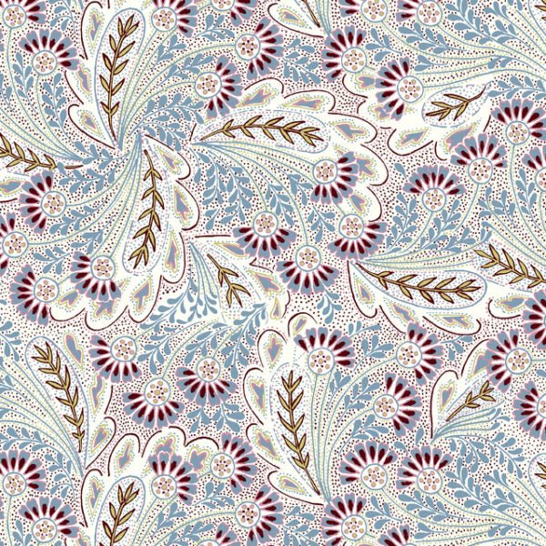 LIBERTY Stof - Feather Dance, Blue & Purple. - Grønlykke.com