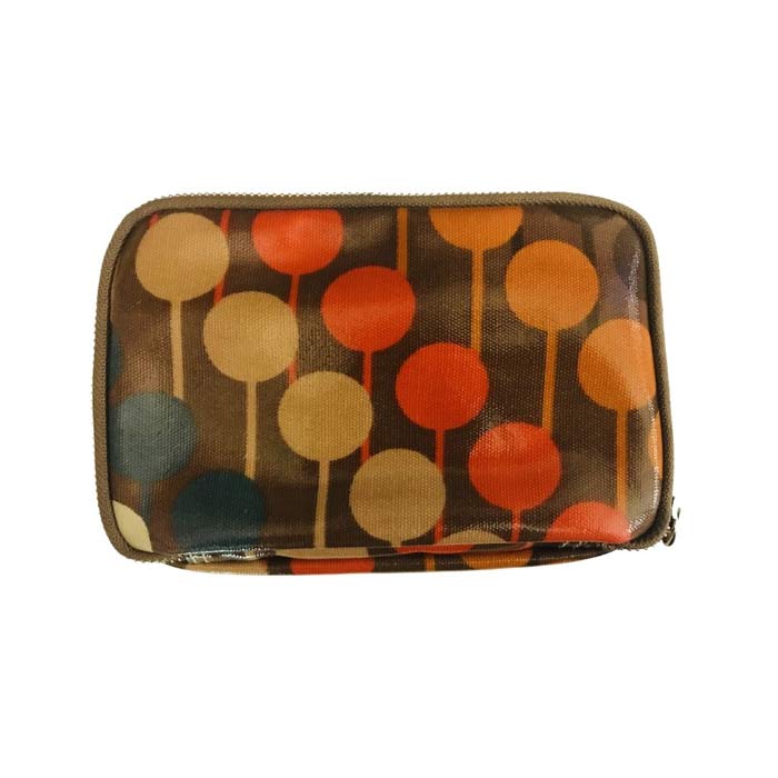 OUTLET TOILETTASKE ORLA KIELY - Brun m. prik mønster i Dusty Orange, Rød & Blå - Grønlykke.com