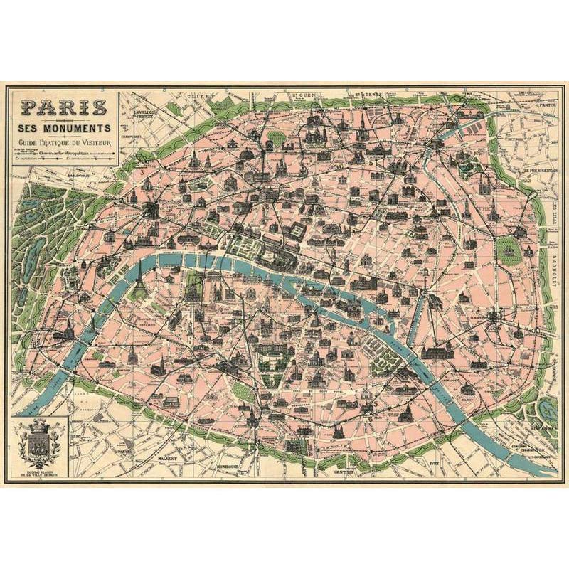 Plakat med Parismap fra Cavallini - Grønlykke.com