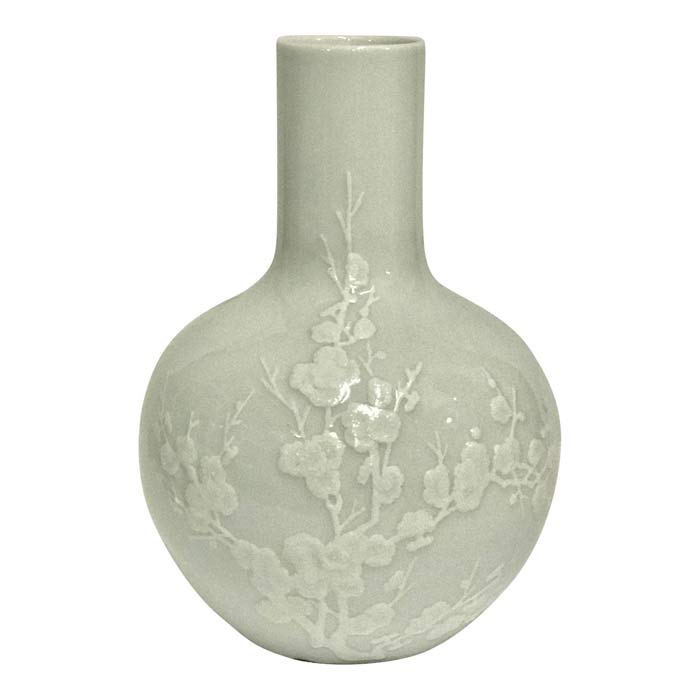 Sart Blå Ornamenteret Porcelænsvase med Blomster - Grønlykke.com