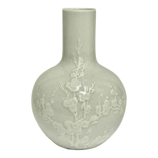 Sart Blå Ornamenteret Porcelænsvase med Blomster - Grønlykke.com