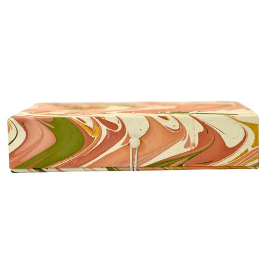 Stor æske i marble papir - Peach, Grøn, Creme & Okker - Grønlykke.com