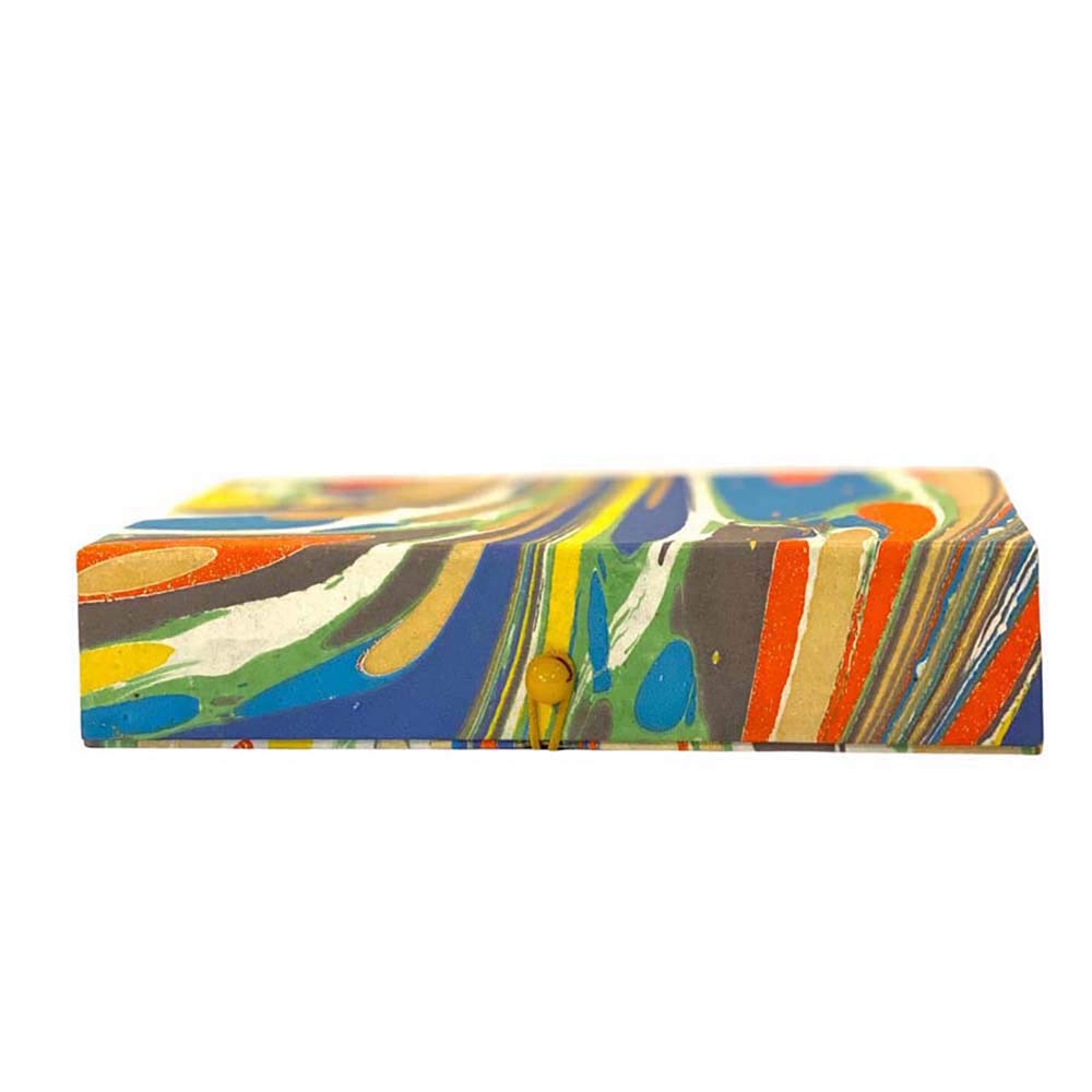 Stor æske i marble papir - Yellow, Orange, Blue, Green & Dark Grey - Grønlykke.com