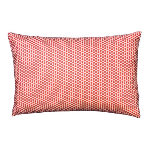 Unikke designerpuder fra Japan, prikket mønster - peach & white, 50 x 30 cm - Grønlykke.com