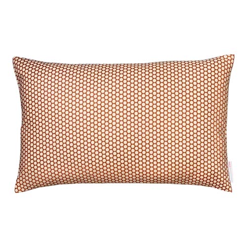 Unikke designerpuder fra Japan, prikket mønster - white & chestnut, 50 x 30 cm - Grønlykke.com